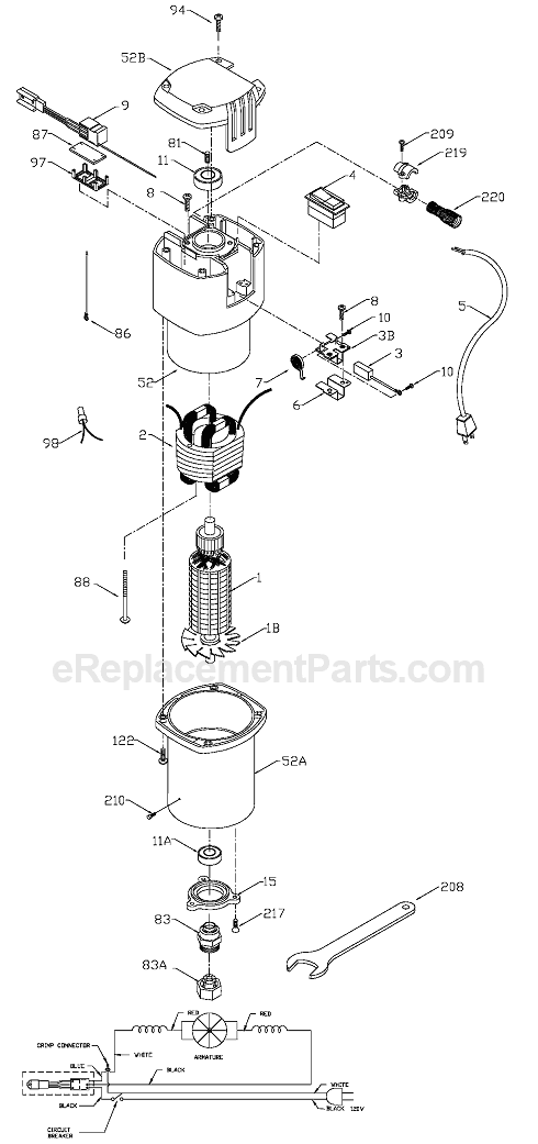Page A Diagram and Parts List for 75192  Porter Cable Router